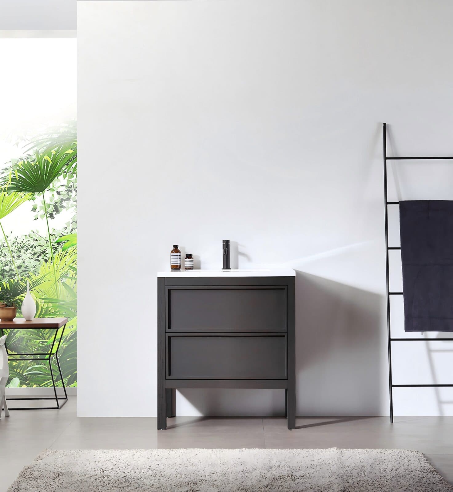 24” Charcoal Oak Freestanding Modern Bathroom Vanity
