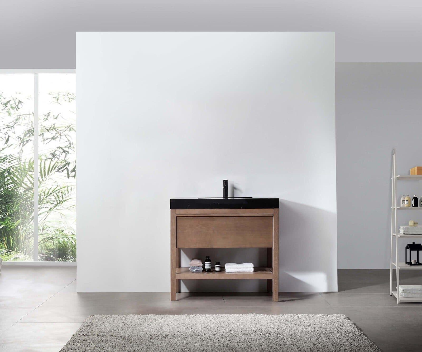 36” Chestnut Oak Freestanding Modern Bathroom Vanity