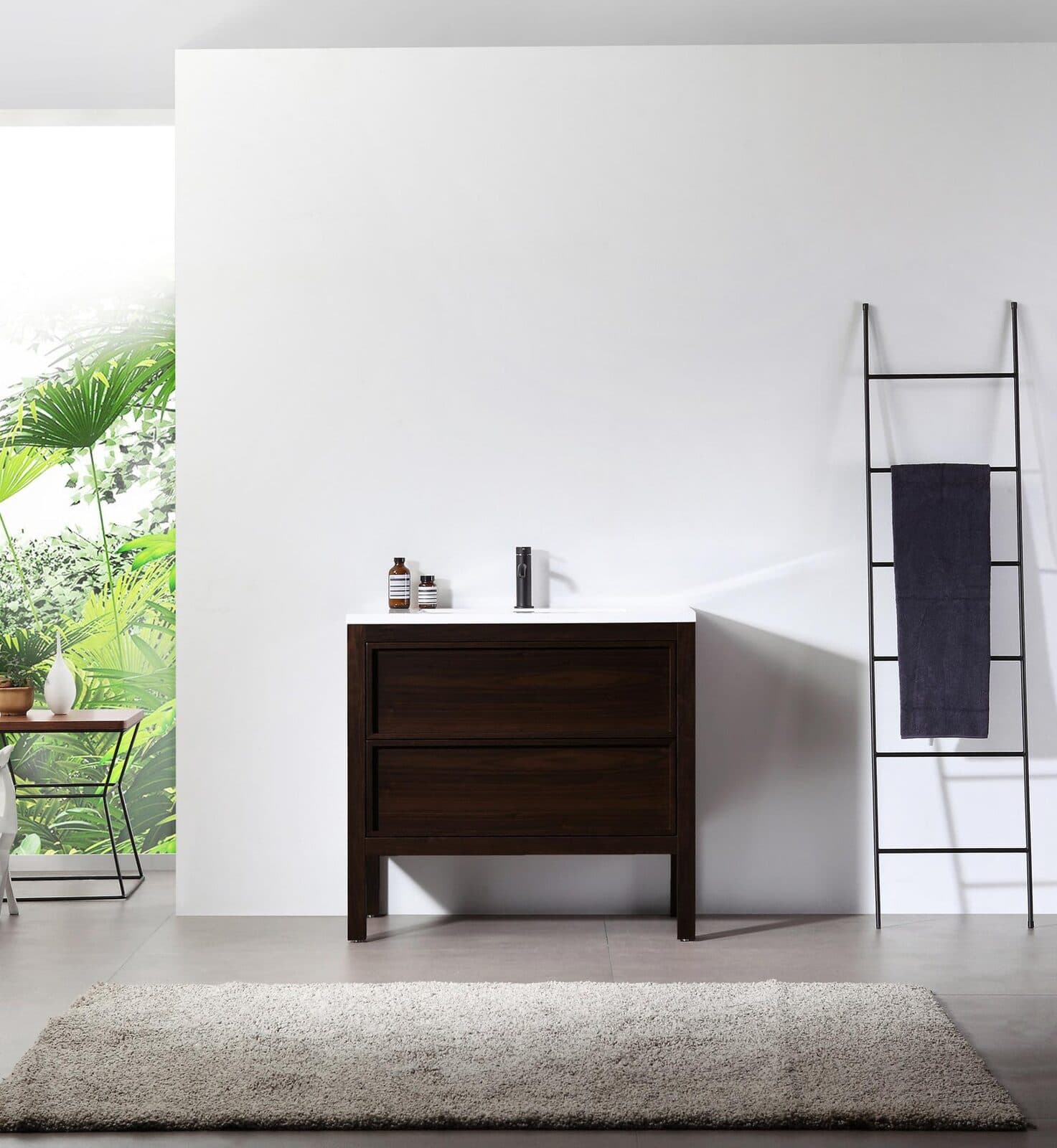 36” Dark Walnut Freestanding Modern Bathroom Vanity
