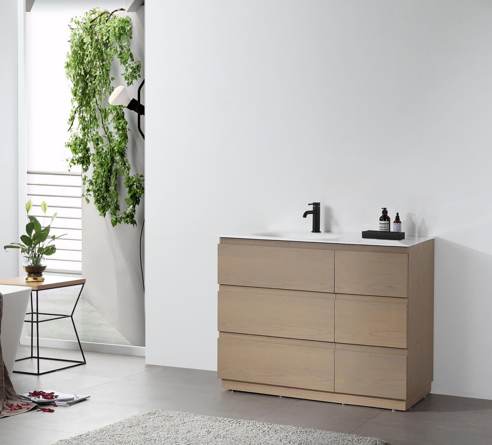 42” Golden Oak Freestanding Modern Bathroom Vanity