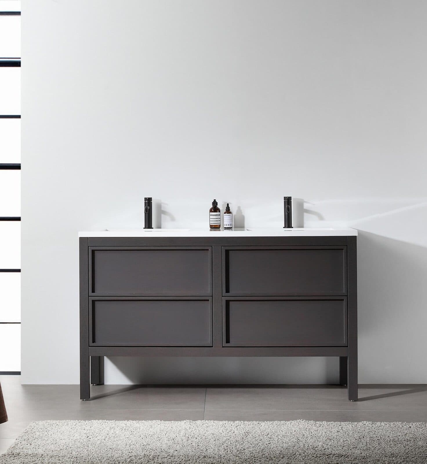 55” Charcoal Oak Freestanding Modern Bathroom Vanity