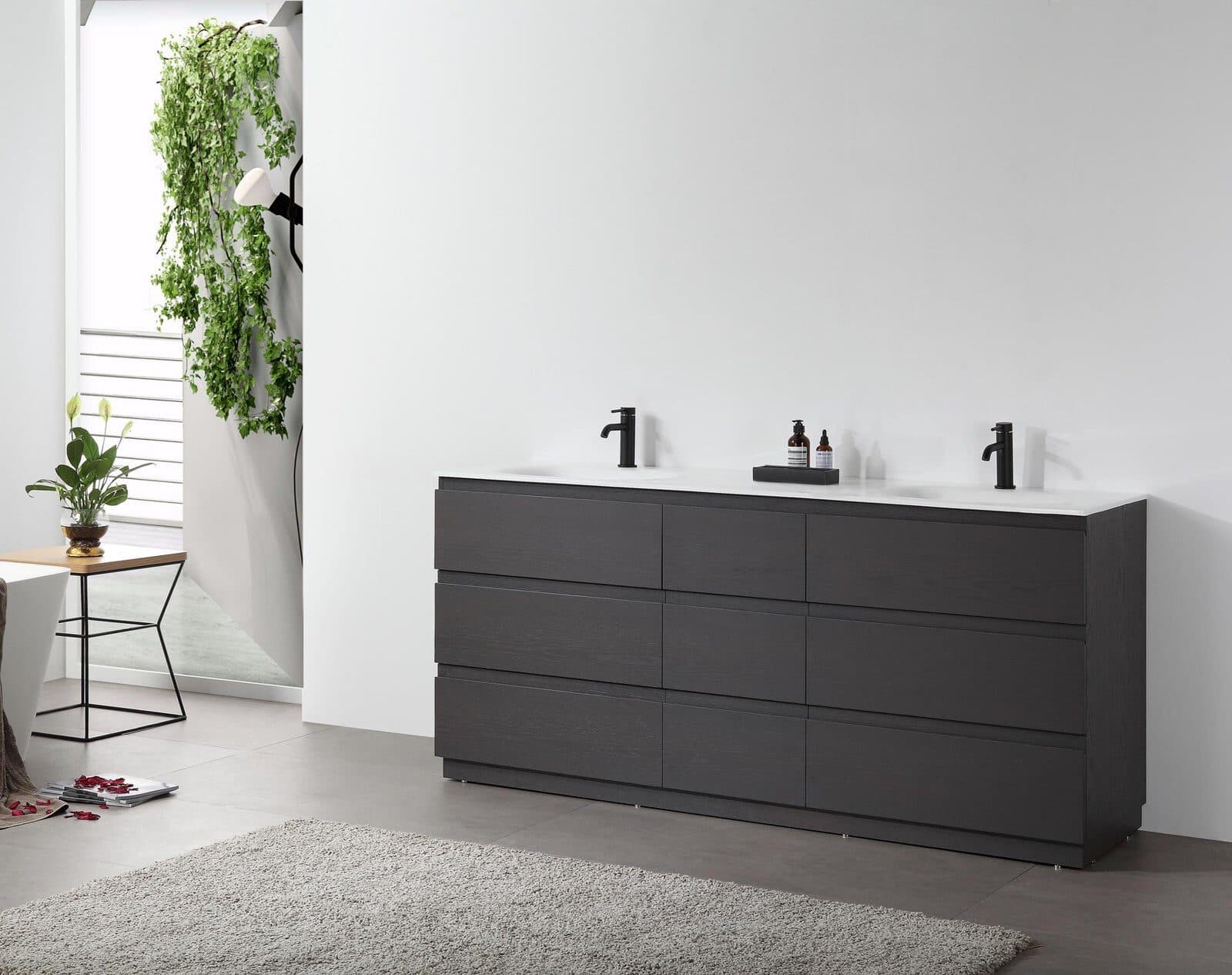 72” Charcoal Freestanding Modern Bathroom Vanity