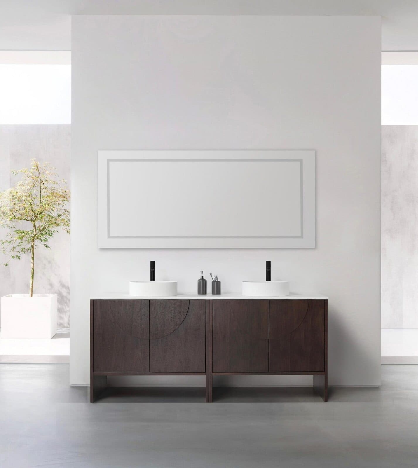 72” Dark Walnut Freestanding Modern Bathroom Vanity